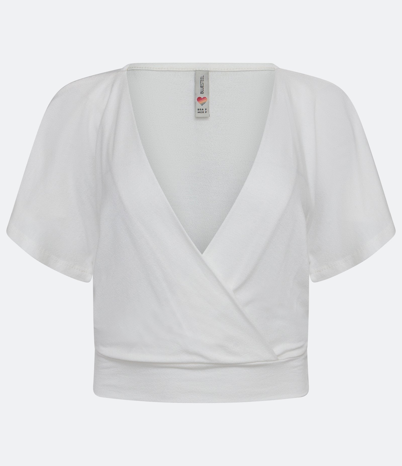 Blusa Curta em Crepe com Decote V Transpassado Branco 1