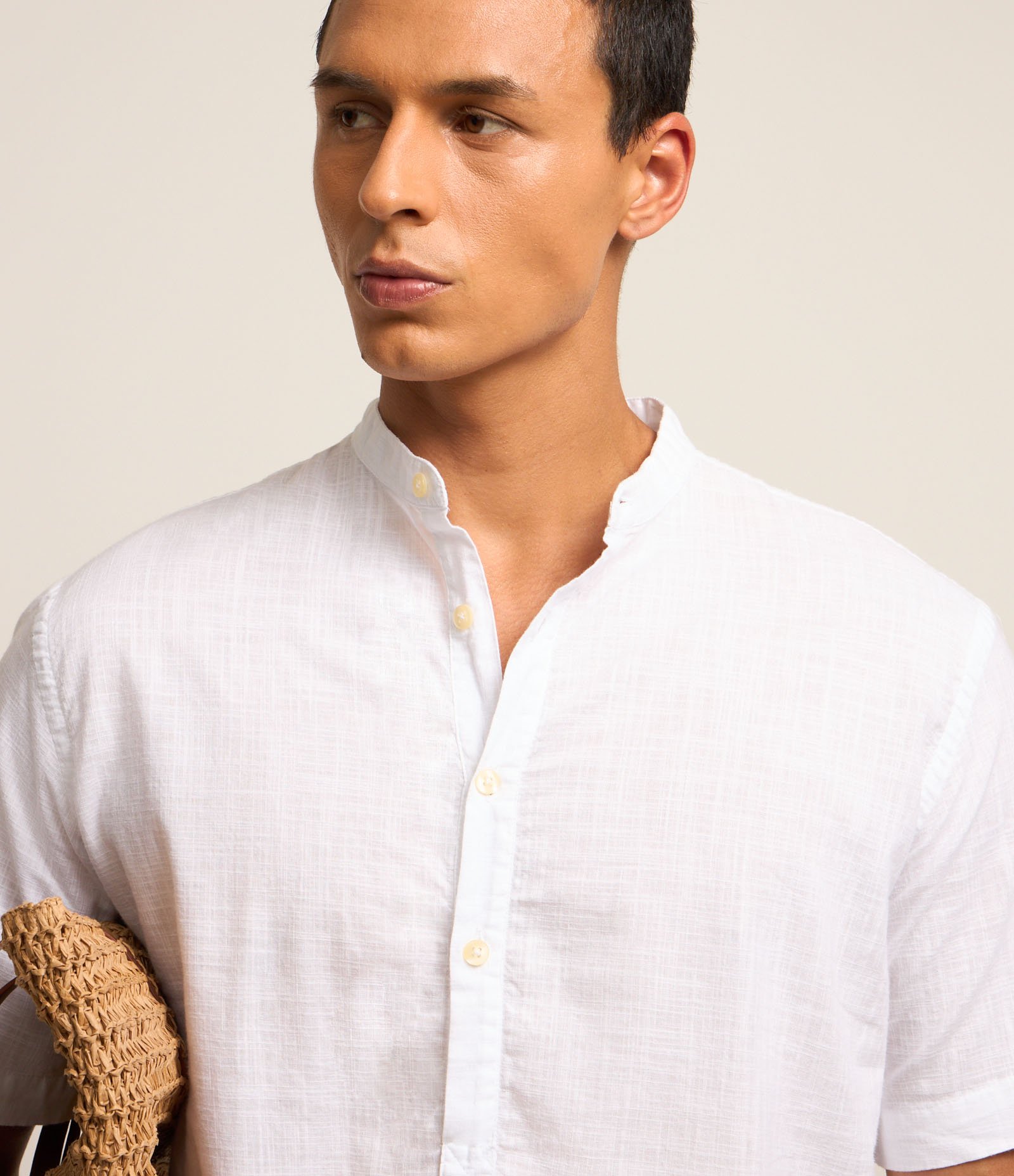 Camisa Comfort em Algodão com Abotoamento Frontal Branco 3