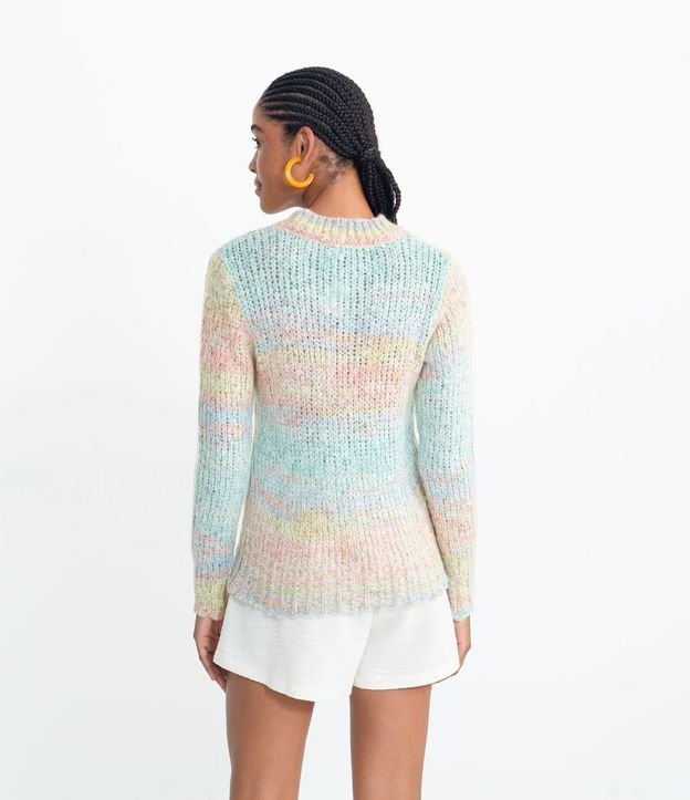 Suéter en Tejido de Punto con Cuello Alto en Degradado Multicolores 2
