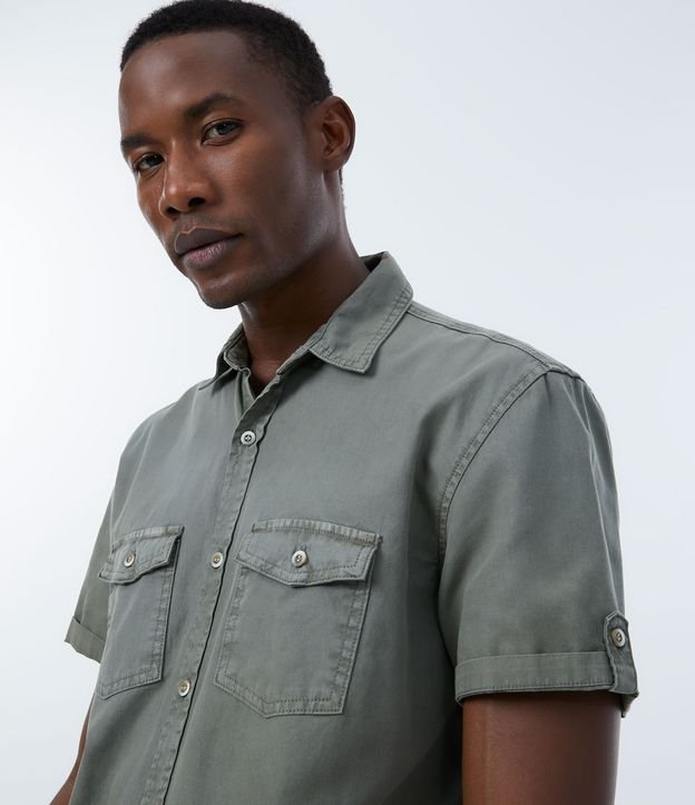 Camisa Manga Corta en Oxford Verde 4