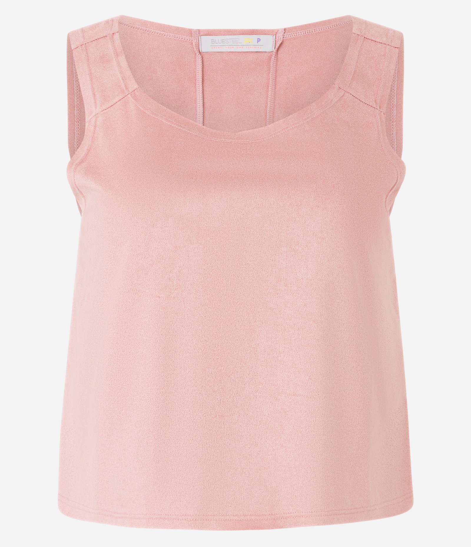 Blusa Regata com Decote Redondo e Alça Larga Rosa Médio 5