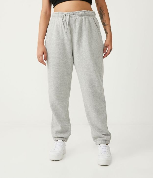 Pantalón Jogger en Algodón con Amarre en la Cintura Gris 2