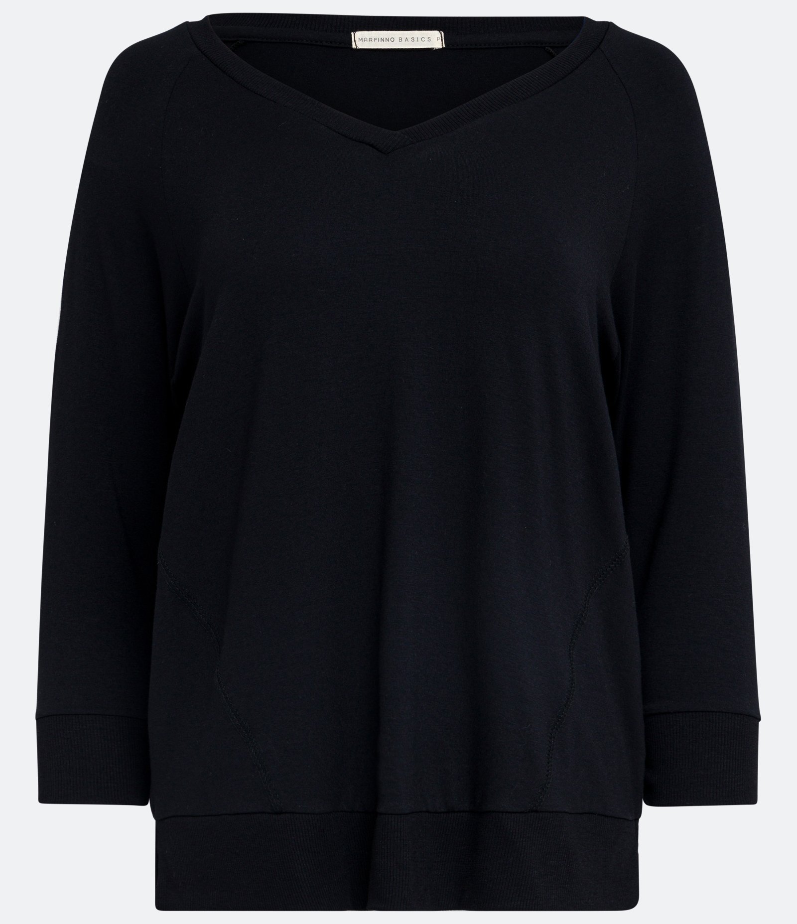 Blusa Básica em Viscose com Manga 3/4 e Decote V Preto 1
