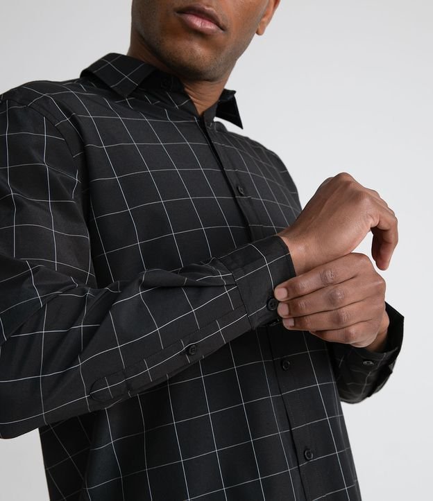 Camisa Manga Larga Cuadrillé Grid Negro 4