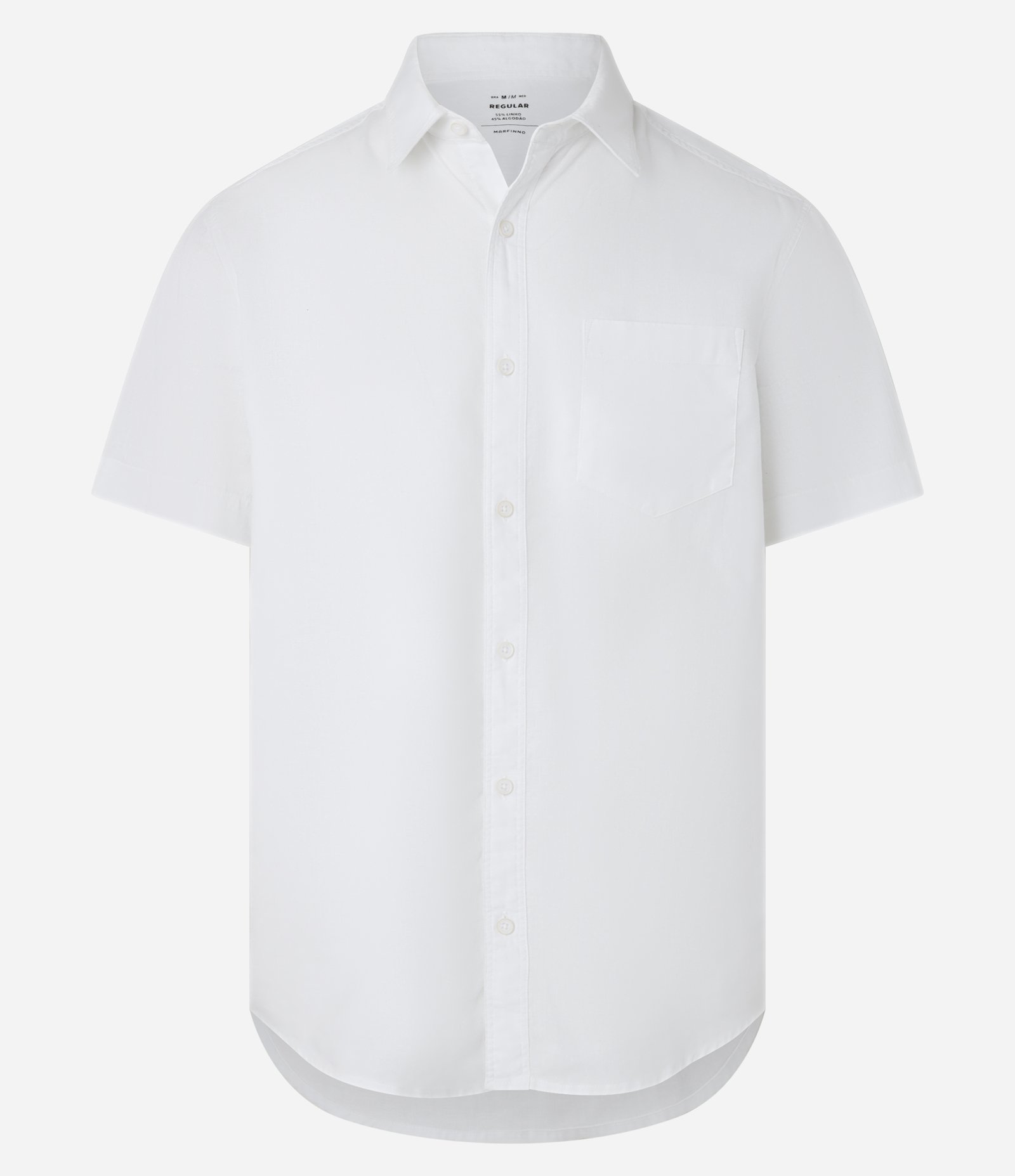 Camisa Comfort Básica em Linho com Bolso Frontal Branco 4