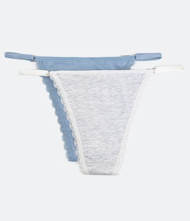 Kit 02 Bombachas Colaless en Algodón con Encaje en las Sisas Gris/Azul 2