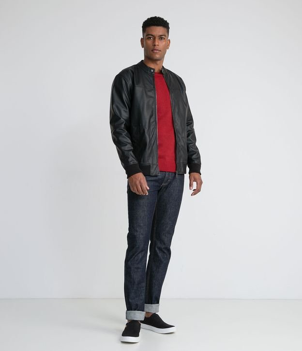 Chaqueta sin Estampado en Material Sintético Negro 6