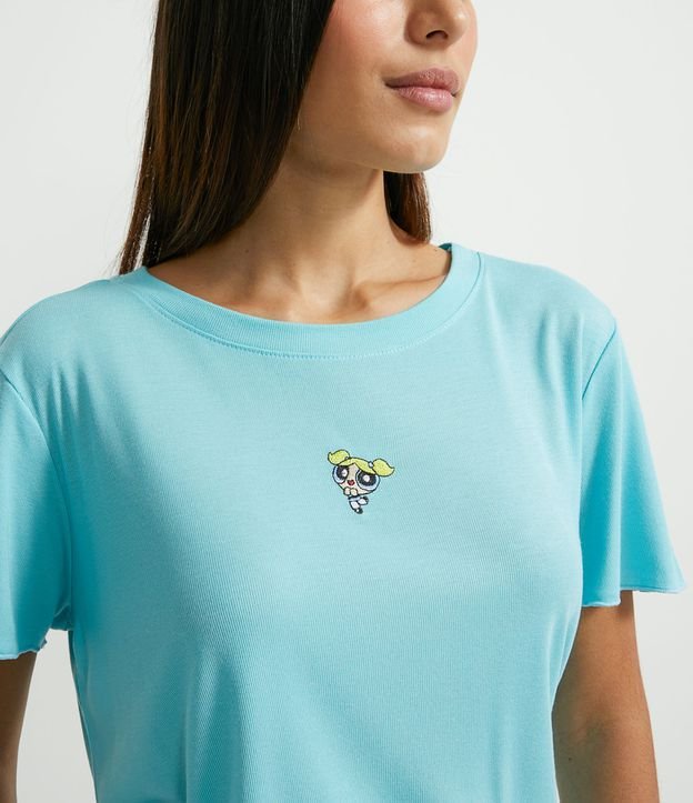 Pijama Corto em Viscolycra Estampado Poá e Las Chicas Superpoderosas Azul 3