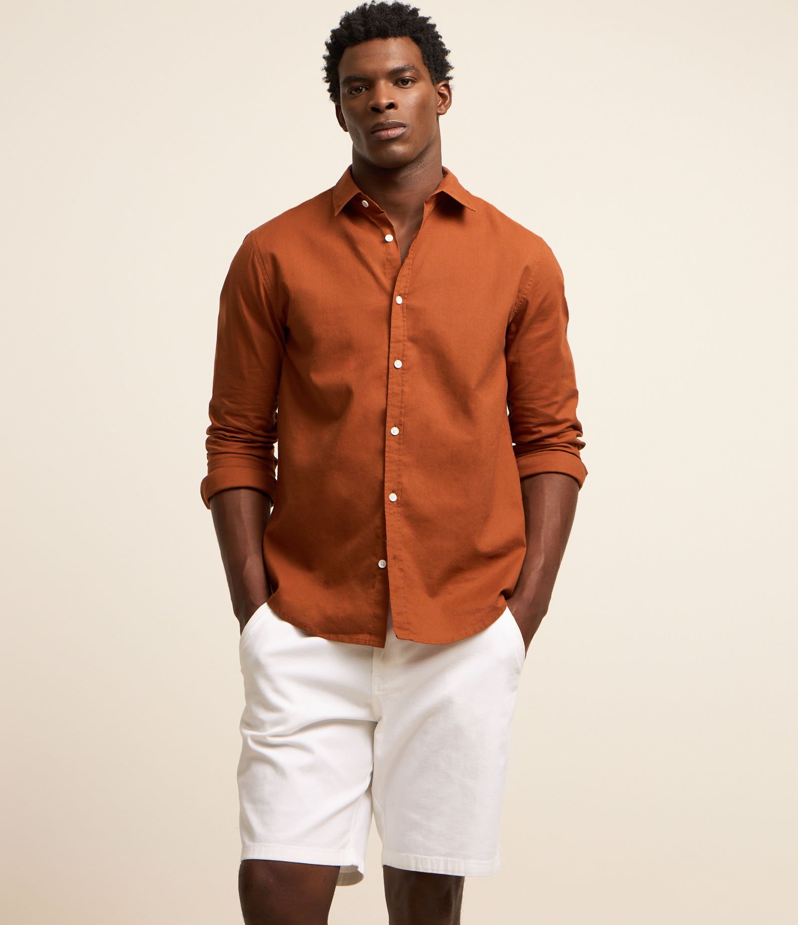 Bermuda Slim em Sarja com Elastano Branco 2