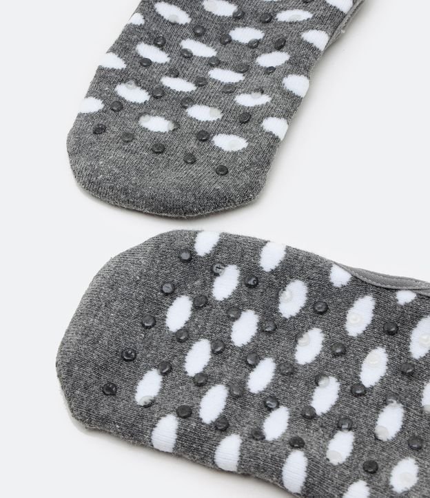 Media Zapatilla Pilates con Antideslizante Estampa Lunares Gris 3