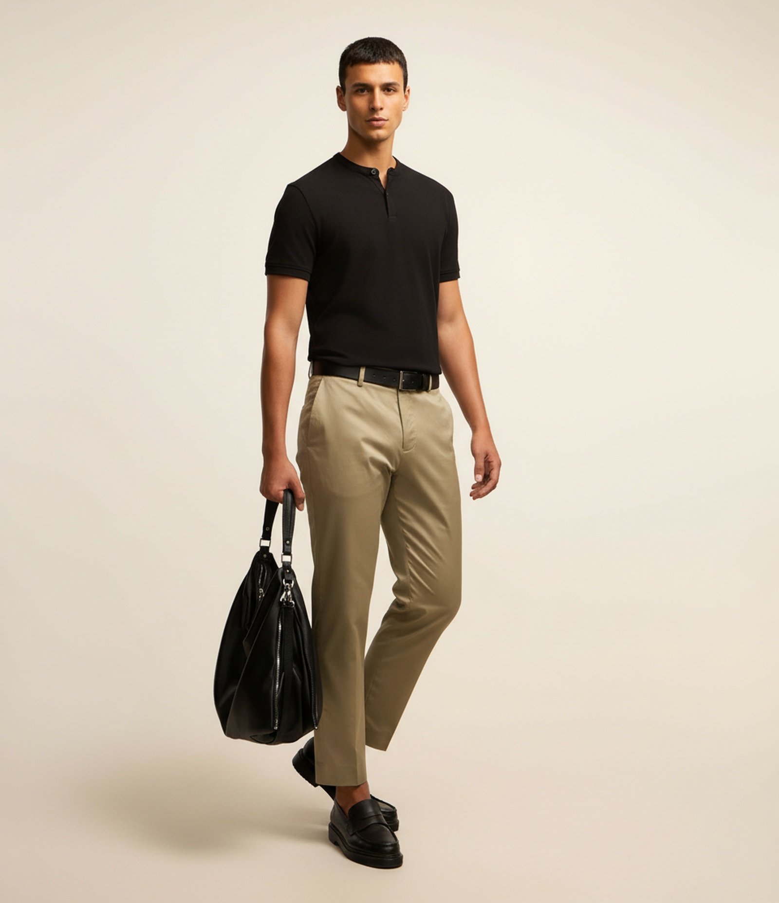 Camiseta Polo Slim em Piquet Texturizado Preto 1
