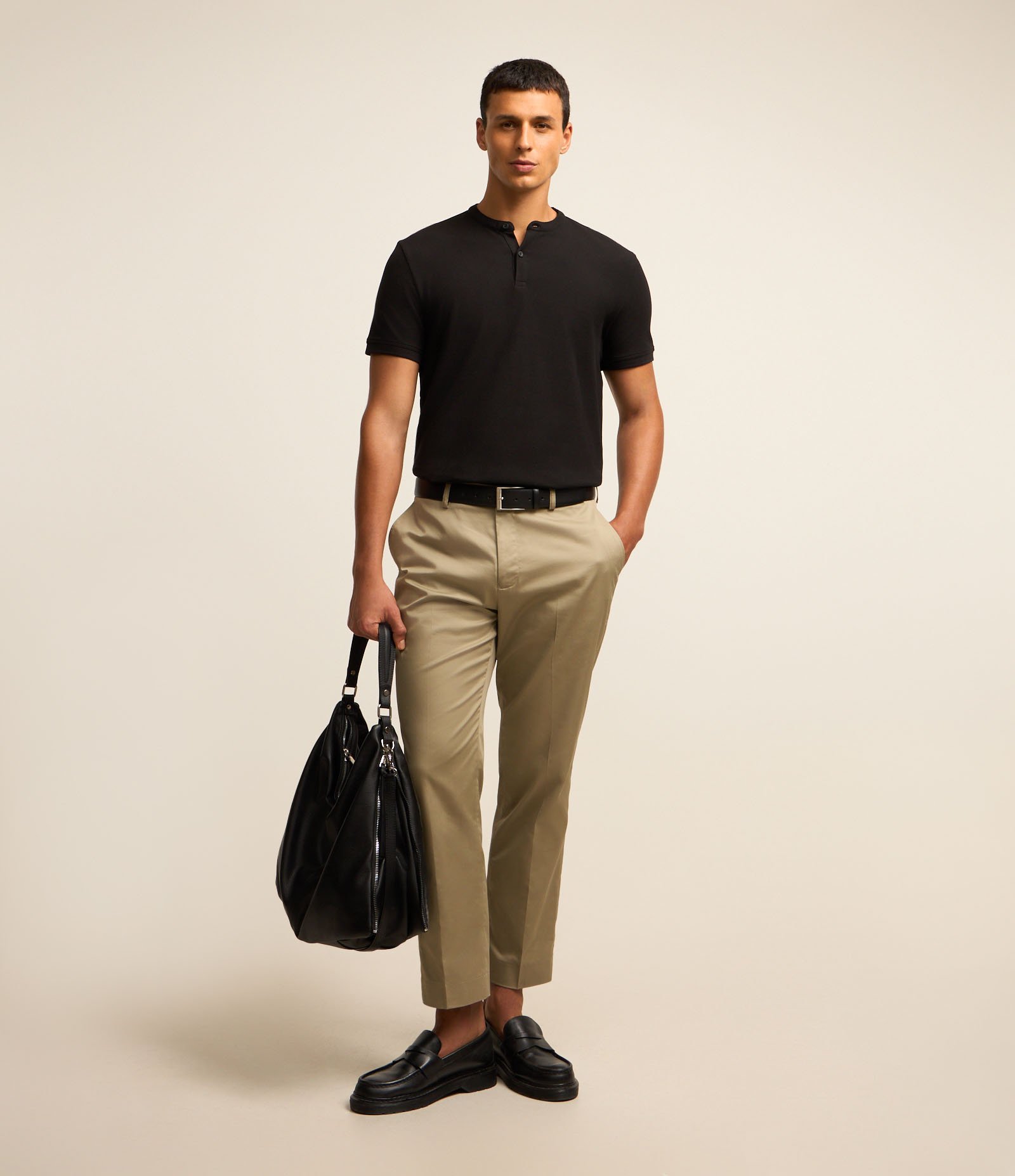 Camisa Polo Slim em Piquet Texturizado Preto 2