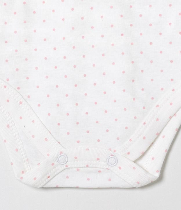Kit 02 Body Infantil Estampado Poá - Talle 0 a 18 meses Rosado/Blanco 4