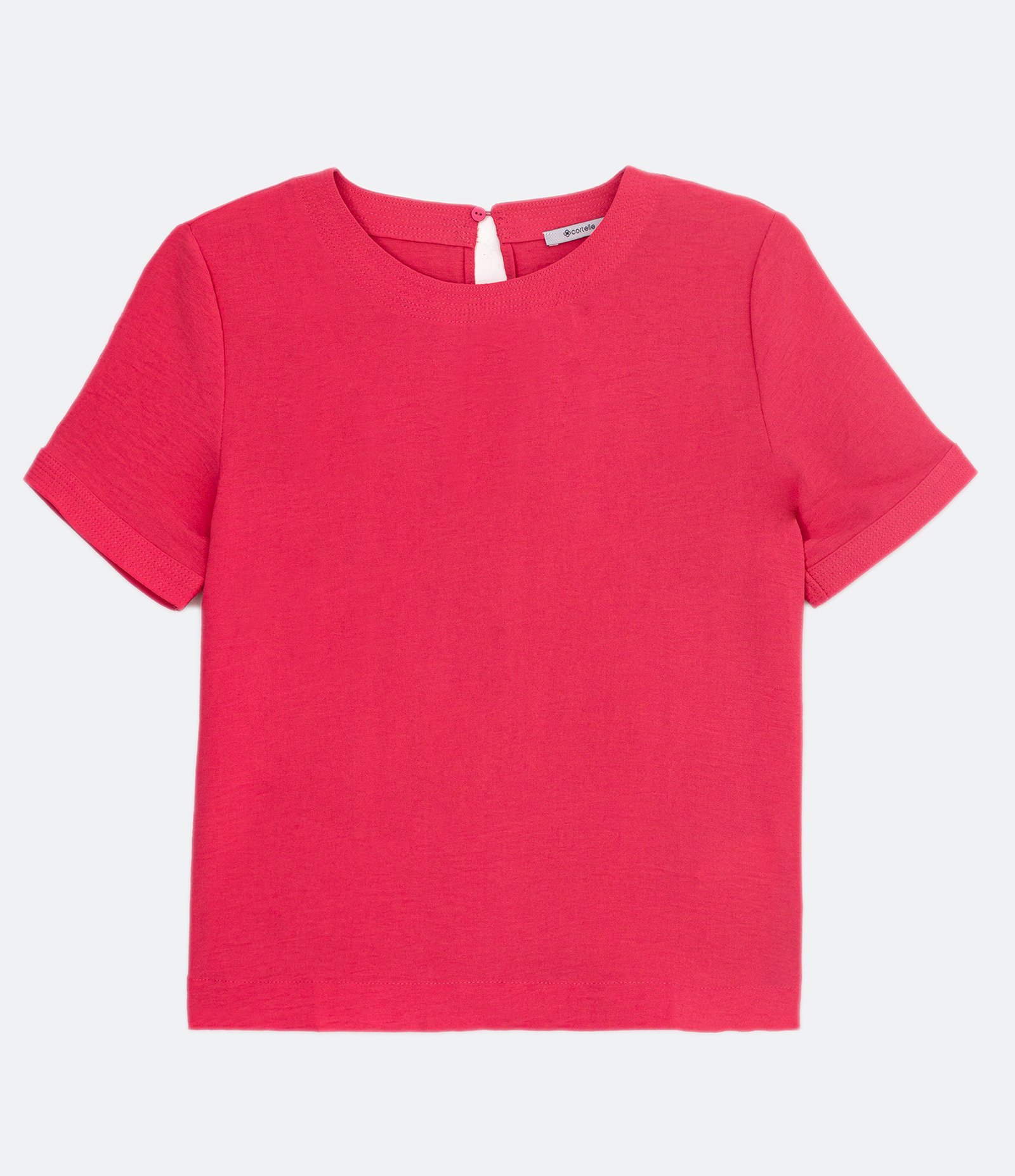 Blusa com Abertura nas Costas e Detalhes Pespontados Rosa Médio 7