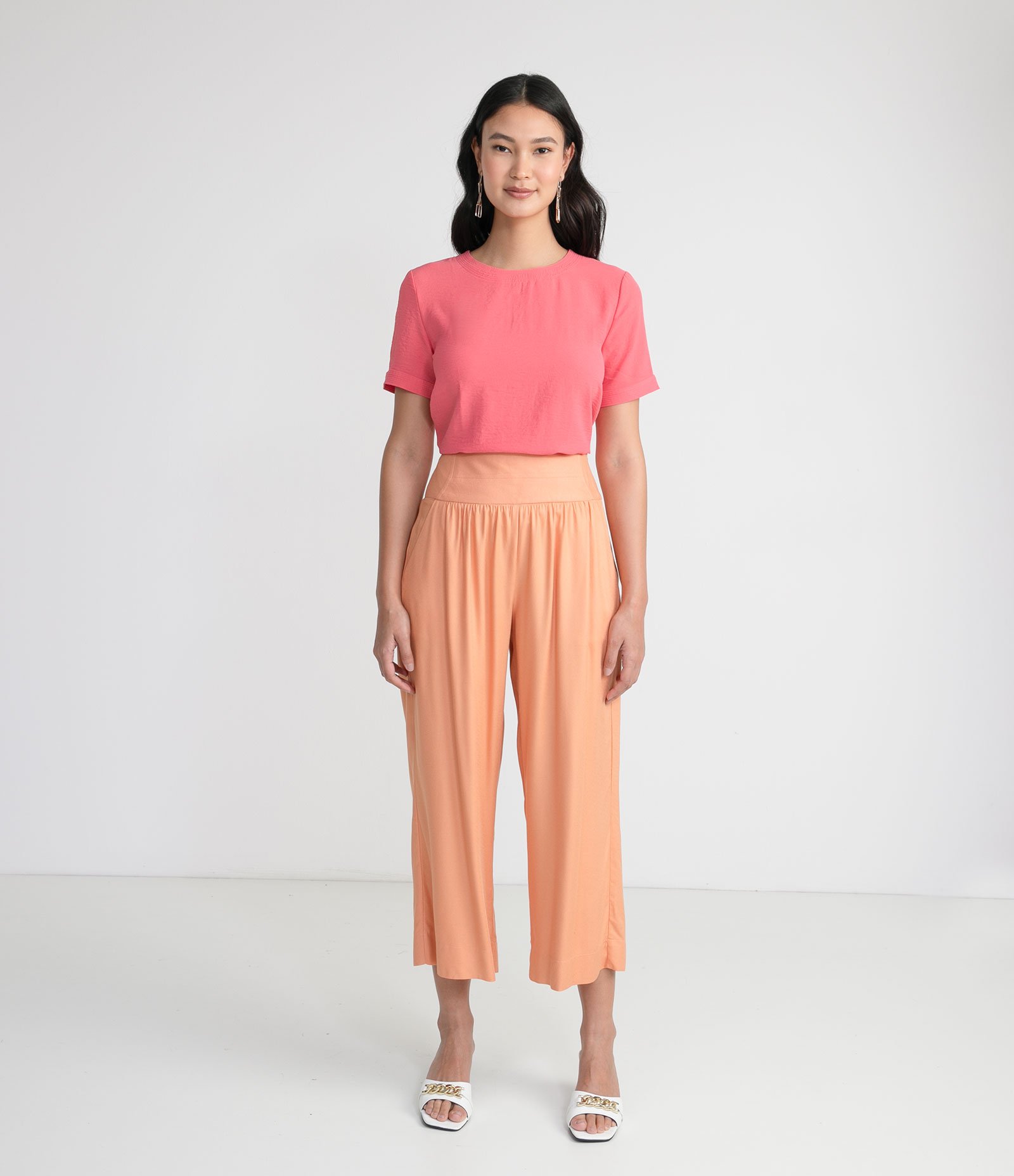 Blusa com Abertura nas Costas e Detalhes Pespontados Rosa Médio 6