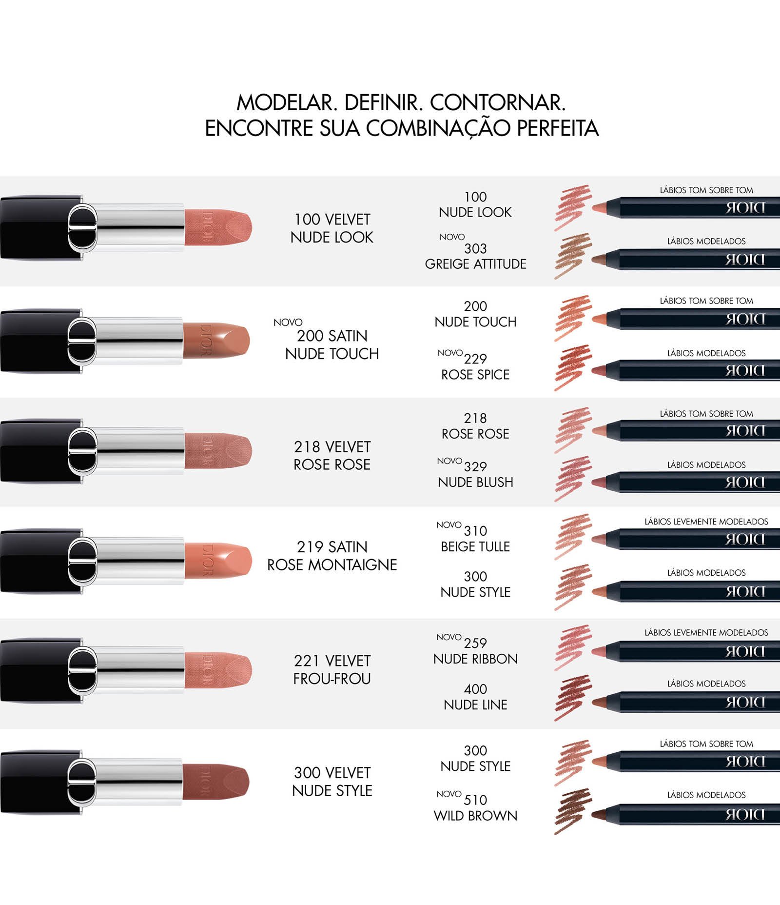Lápis Labial Rouge Contour Int21 Dior 100 NUDE LOOK 3