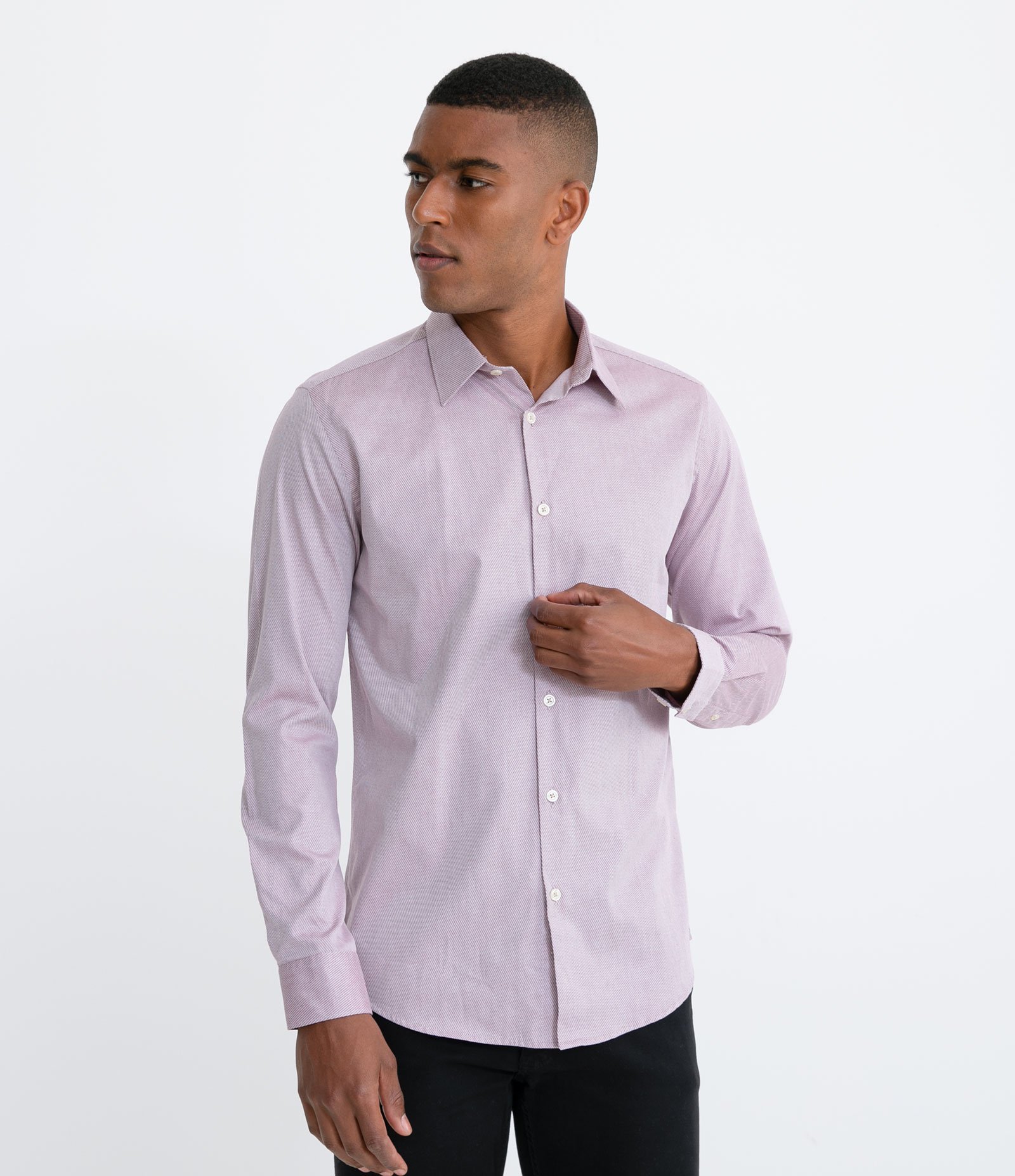 Camisa Social Classic Texturizada Roxo 1