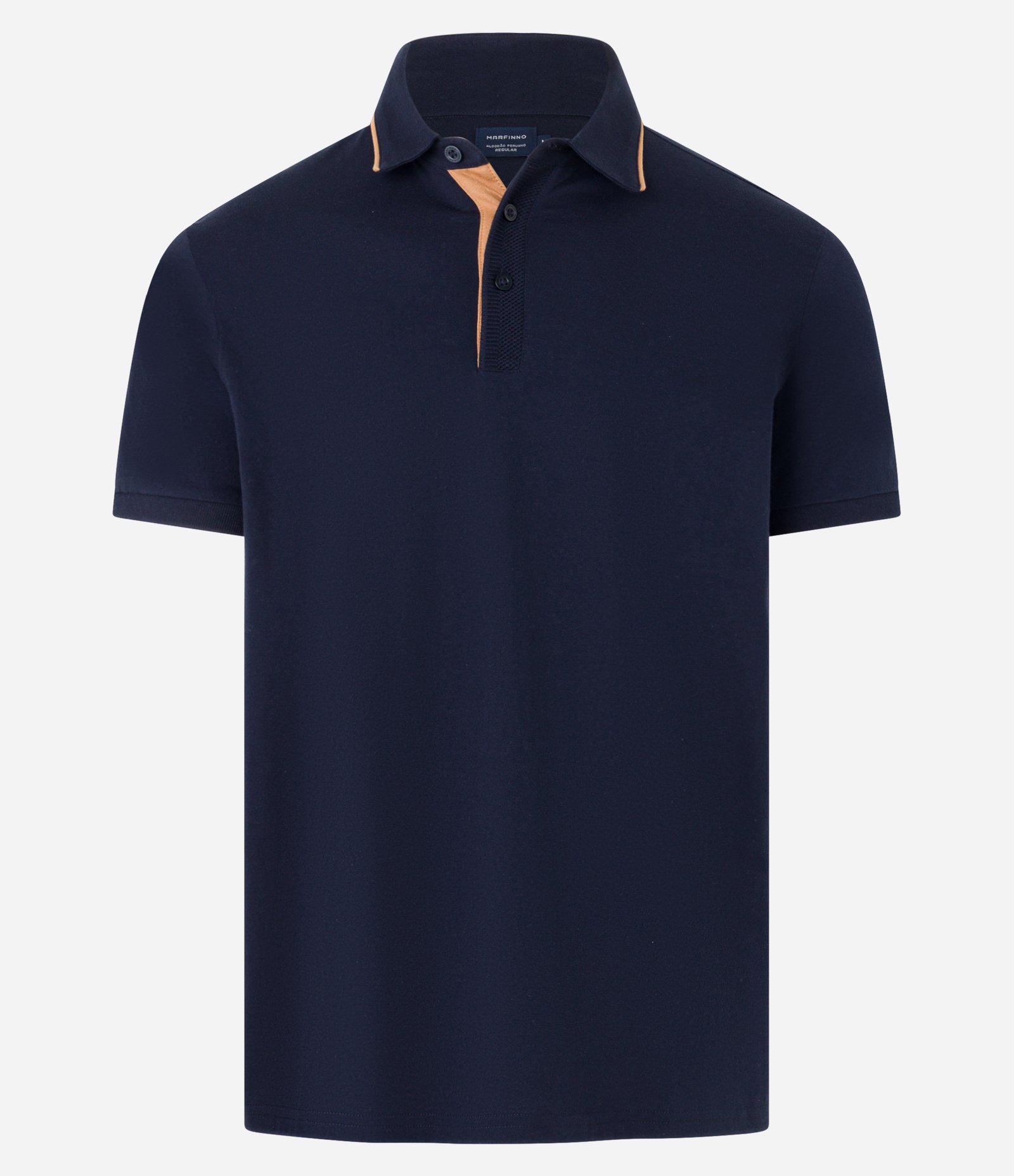 Camisa Polo Regular em Algodão Peruano com Detalhe Contrastante na Gola Azul Marinho 6