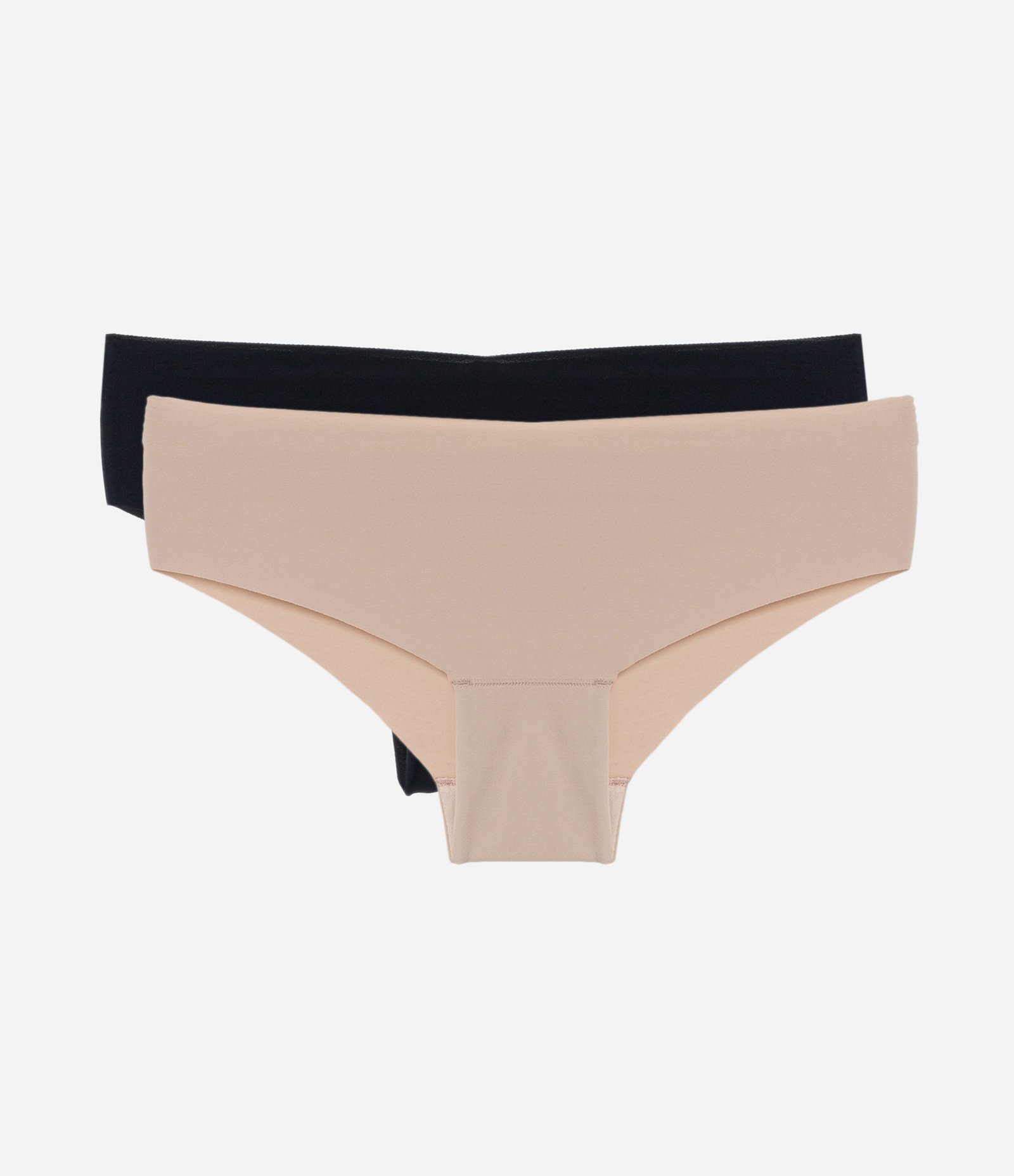 Kit 02 Calcinhas Boyshort em Microfibra Corte a Laser Preto/ Bege 1