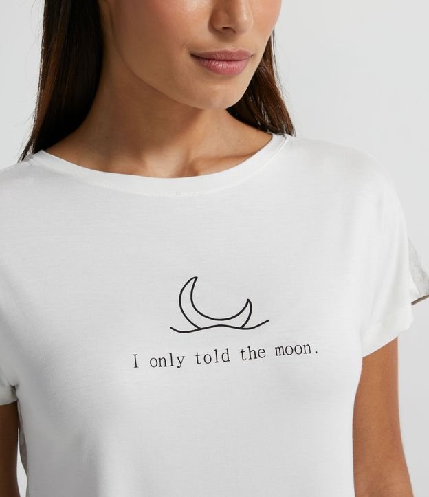 Pijama en Poliviscosa con Estampado I Only Told The Moon y Lunares Blanco 5