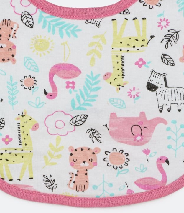 Kit 02 Baberos Infantil de Algodón con Estampado de Animales - Talle 0 a 18 meses Blanco 4