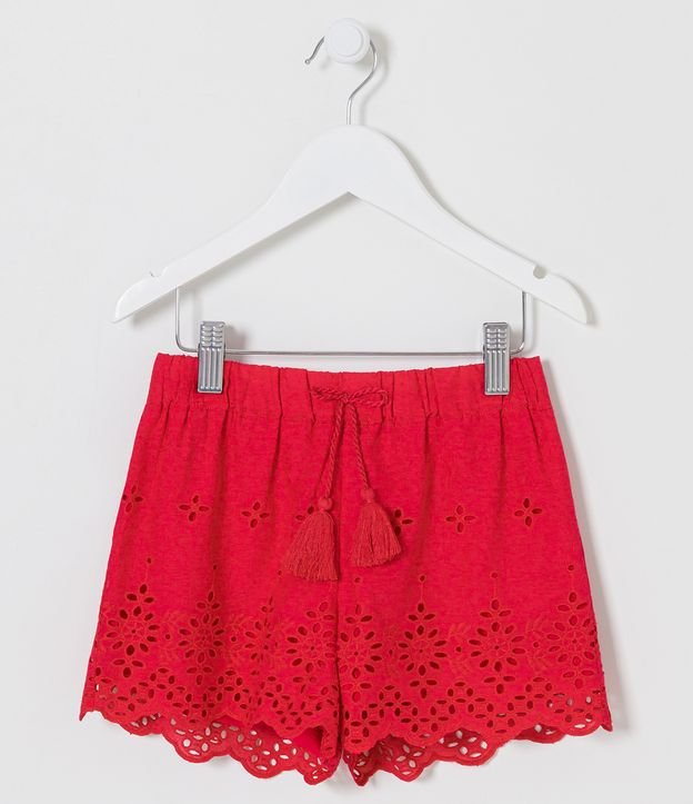 Short Infantil con Detalles de Laise - Talle 5 a 14 años Rojo 1