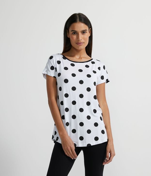 Pijama Manga Corta Estampa Lunares y Pantalón Legging Blanco 4
