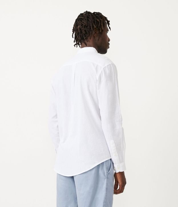 Camisa Manga Larga en Lino con Bolsillos Blanco 3