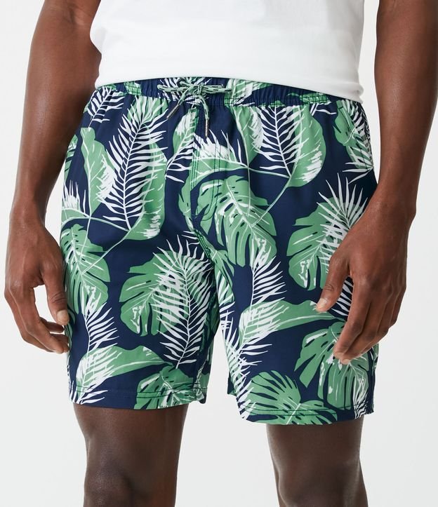 Bermuda Baño con Estampado Follajes Azul 4