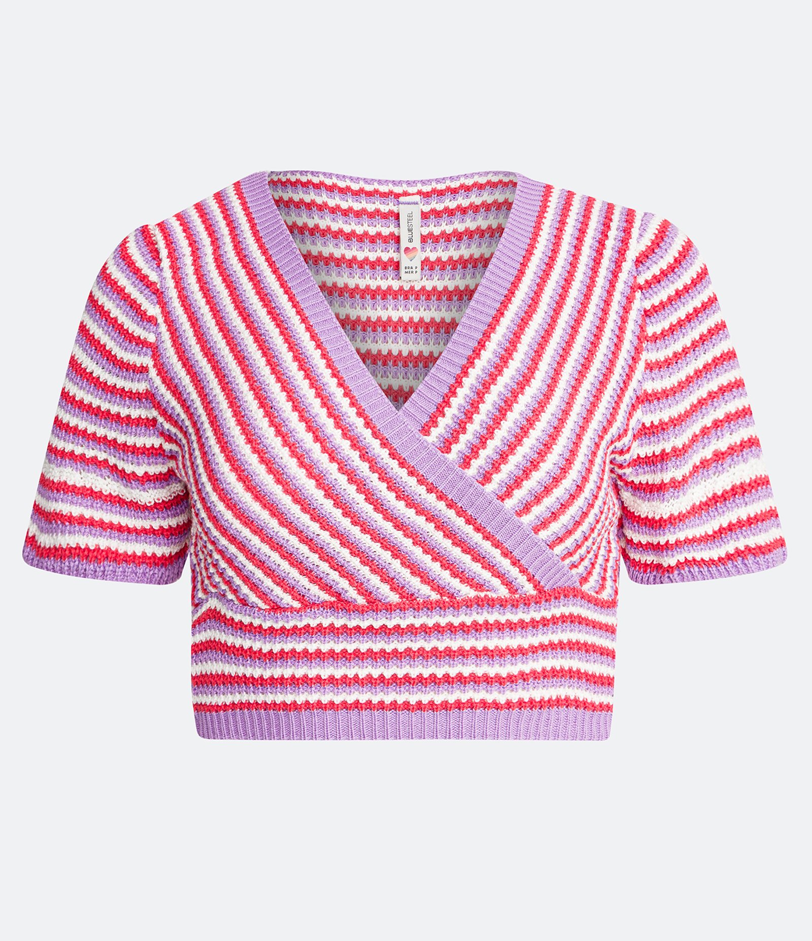 Blusa Cropped em Tricot com Decote V Transpassado Rosa 5