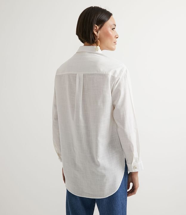 Camisa Alargada en Algodón Azul 2