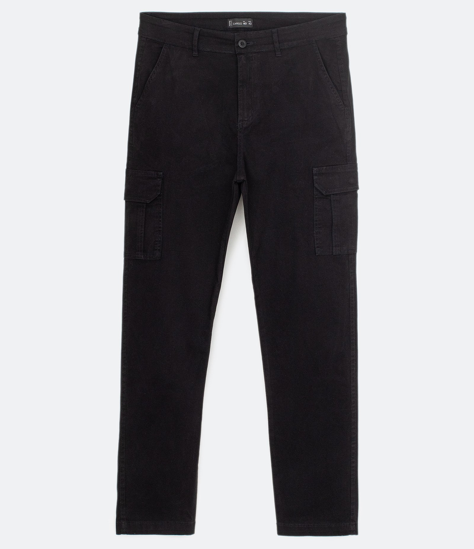 Calça em Sarja com Bolsos Diversos Preto 5