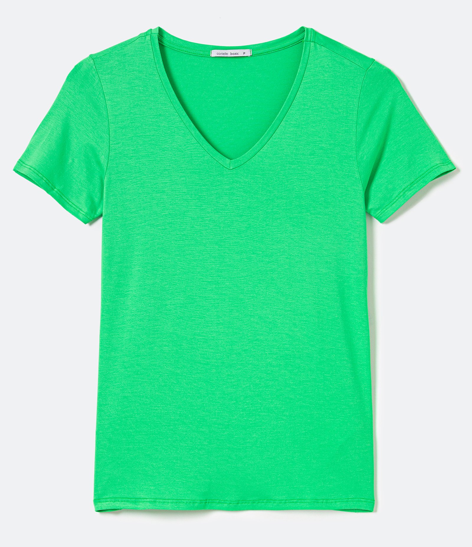 Blusa Básica em Viscose com Decote V Verde 4
