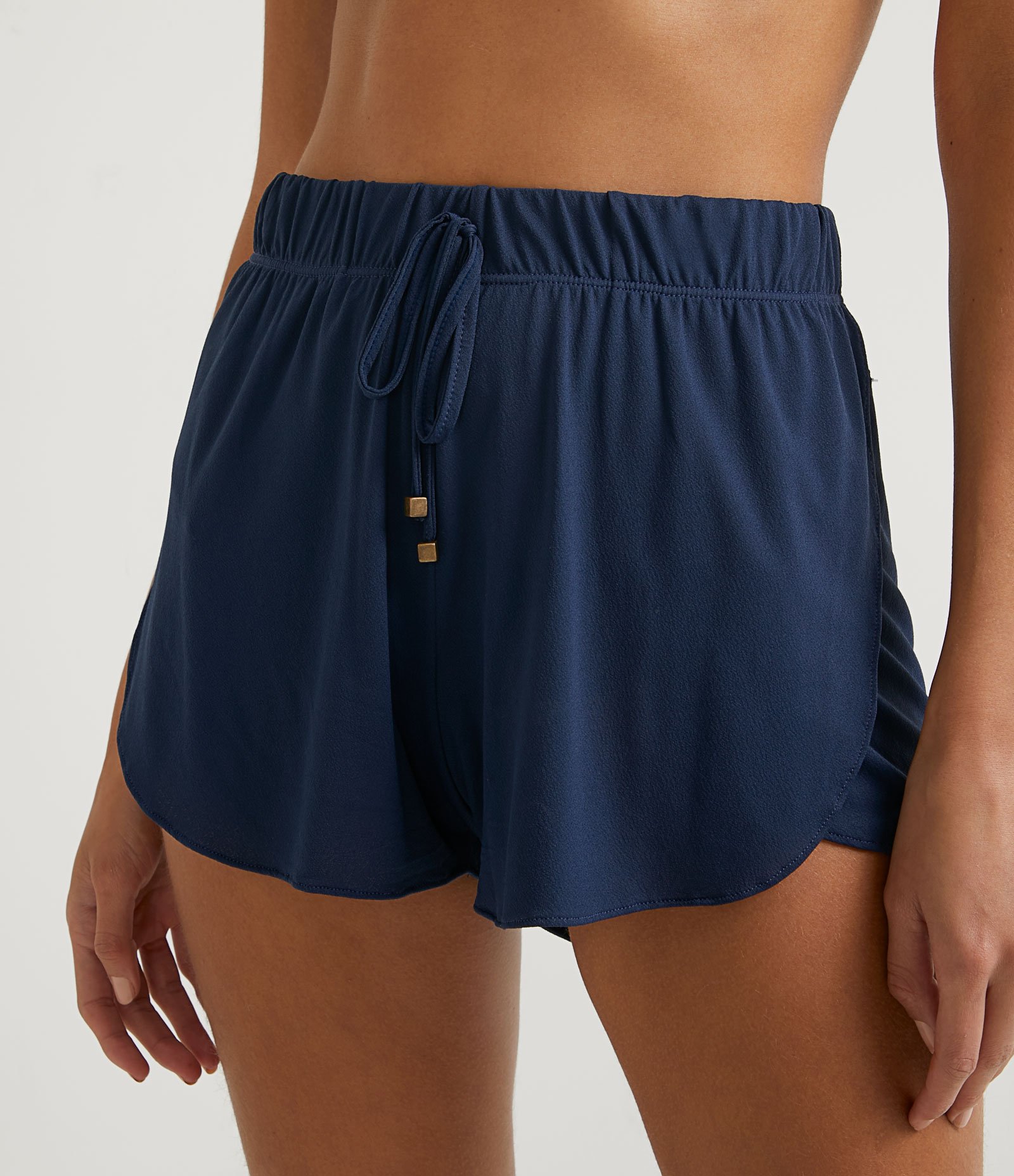 Saída de Praia Short em Poliamida com Aberturas nas Laterais Azul 1