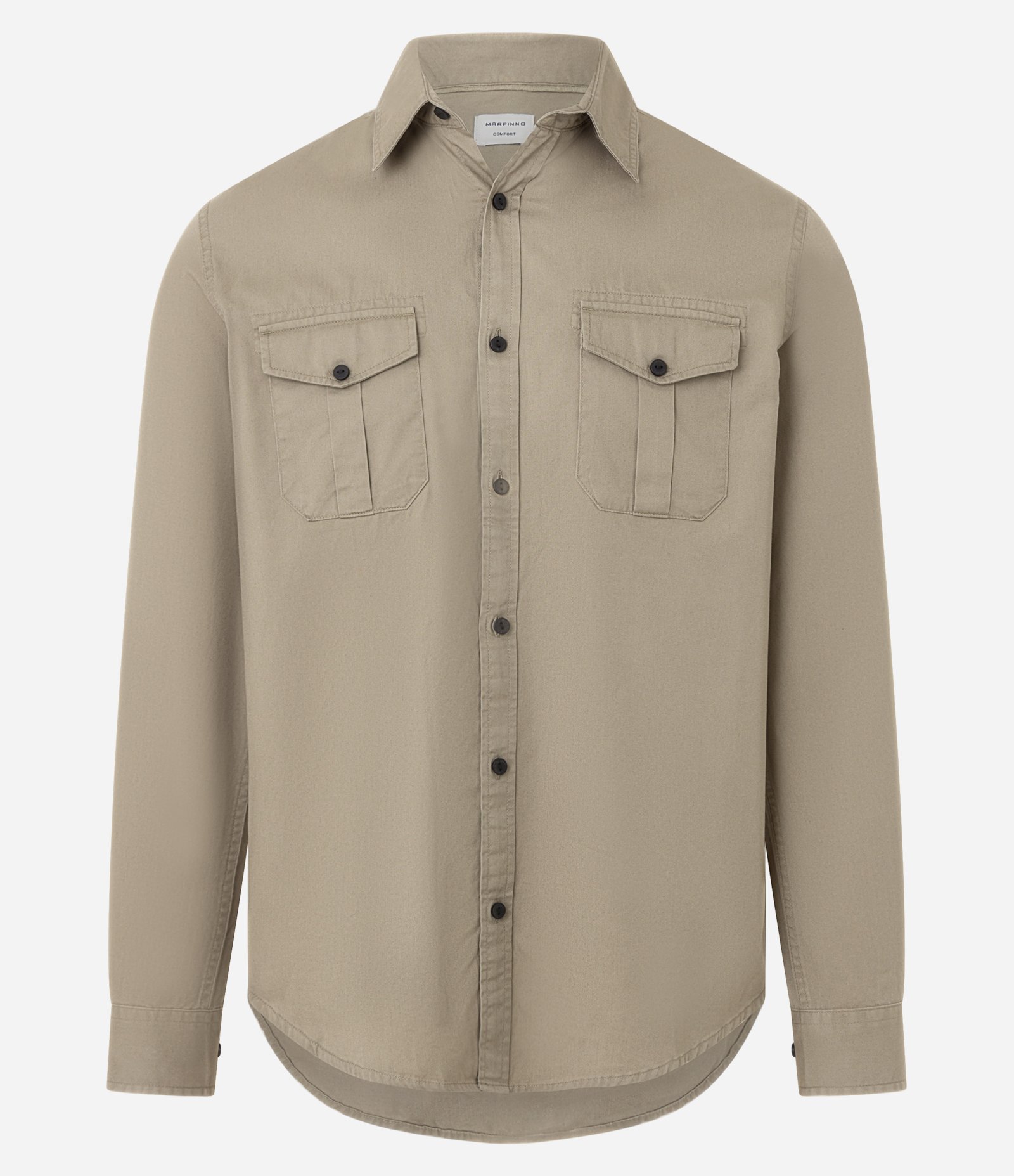Camisa Comfort em Algodão com Bolsos Frontais Verde Alga 7