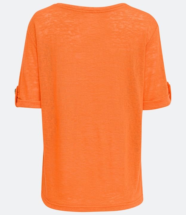 Blusa en Lino Texturizada con Martingale en la Manga Naranja 6