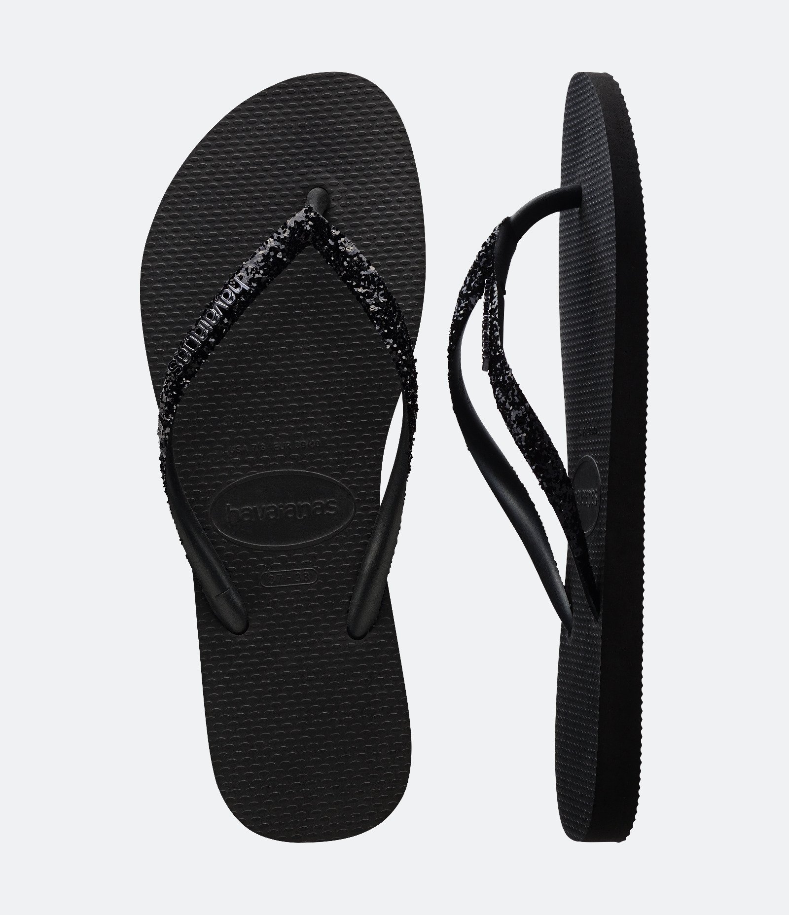 Chinelo Havaianas Tiras Finas com Glitter Preto 5
