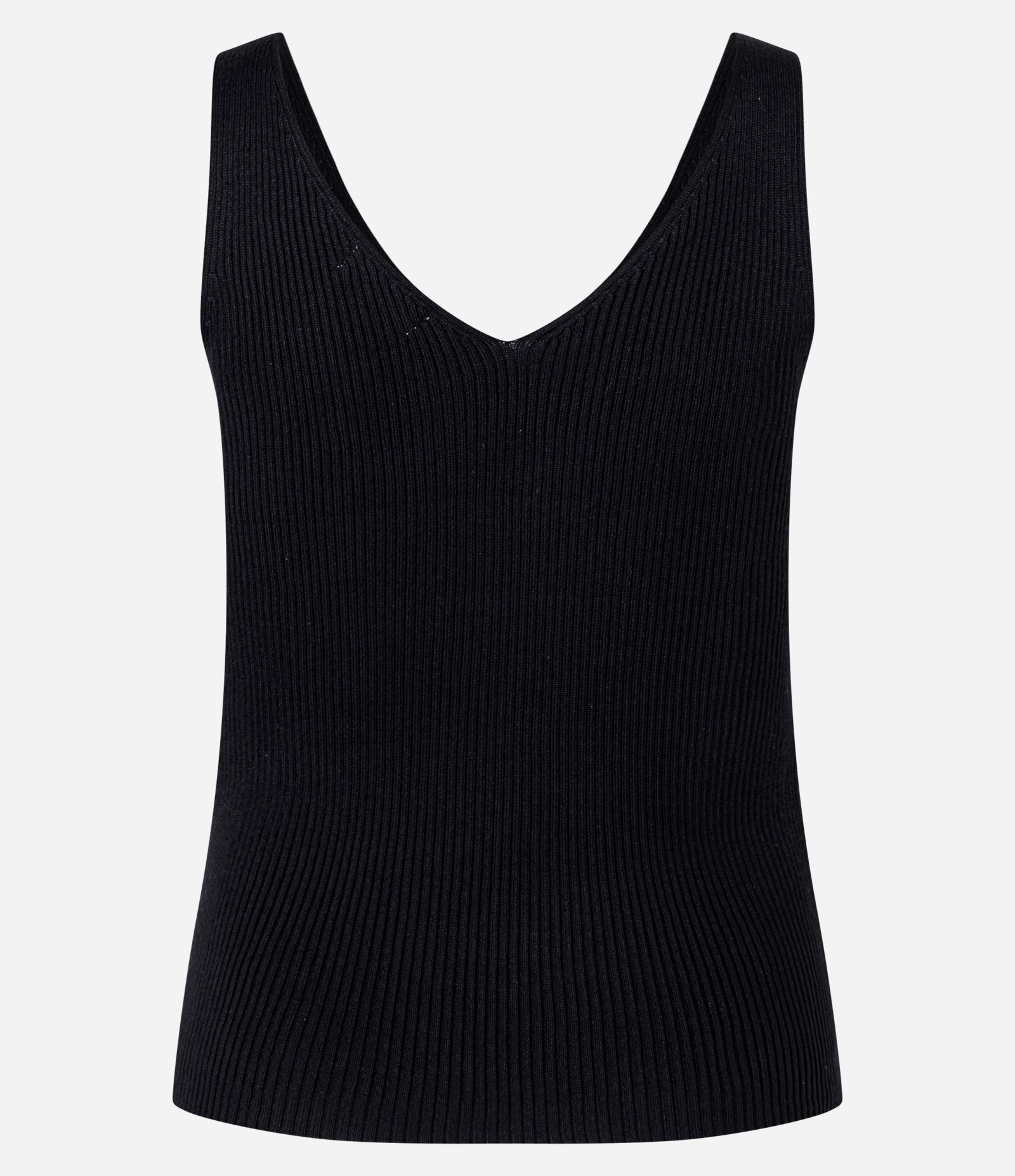Blusa Regata Canelada em Tricô Leve com Decote V Preto 8