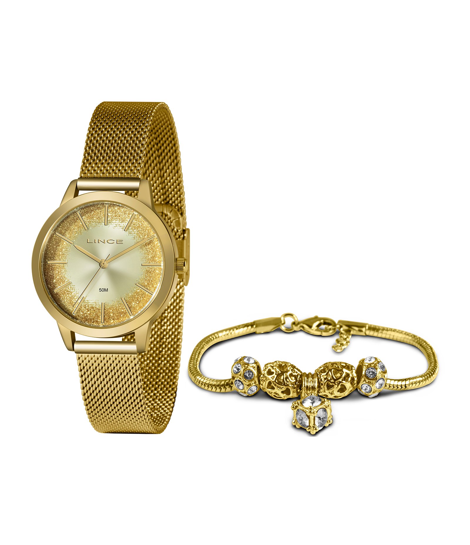 Kit Relógio Feminino Lince LRG4678L-KI50C1KX Analógico + Brinde Dourado 1