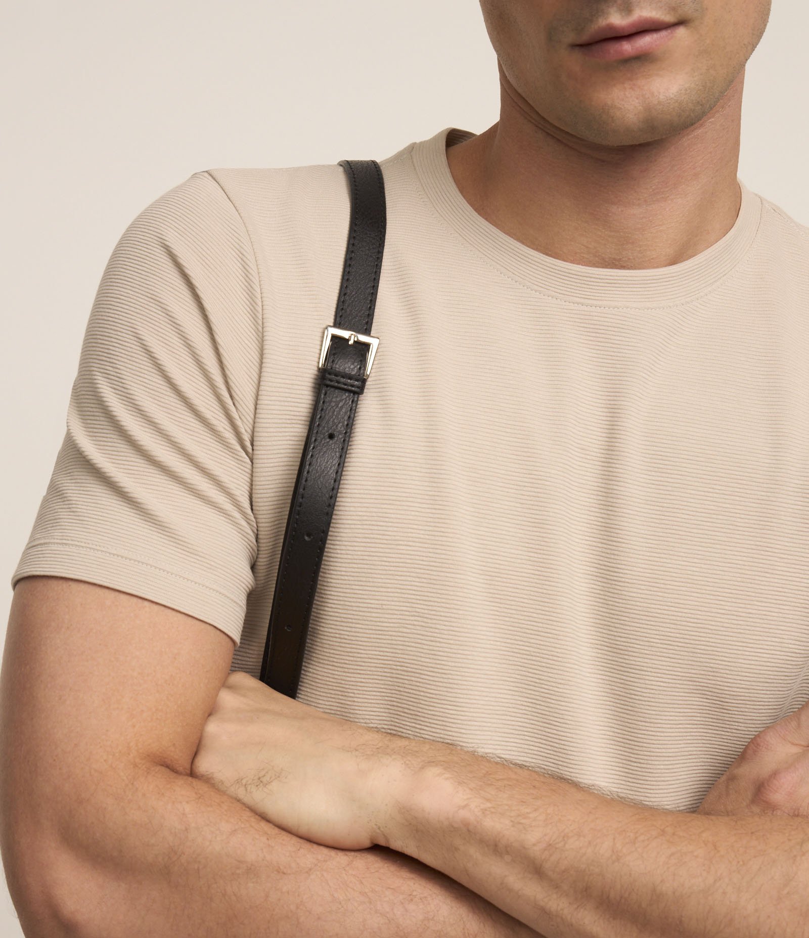 Camiseta Slim em Algodão Peruano com Textura Canelada Bege 5