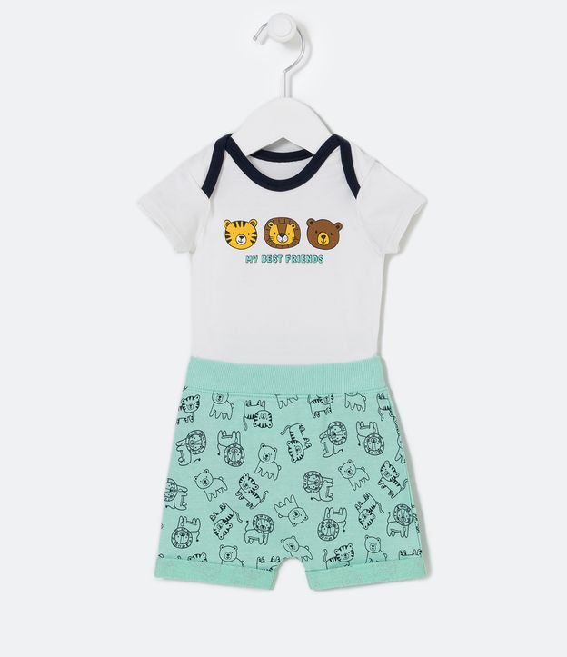 Conjunto Infantil con Estampado de Animalitos - Talle 0 a 18 meses Blanco 1