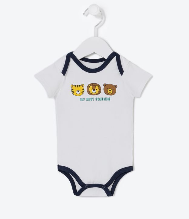 Conjunto Infantil con Estampado de Animalitos - Talle 0 a 18 meses Blanco 2