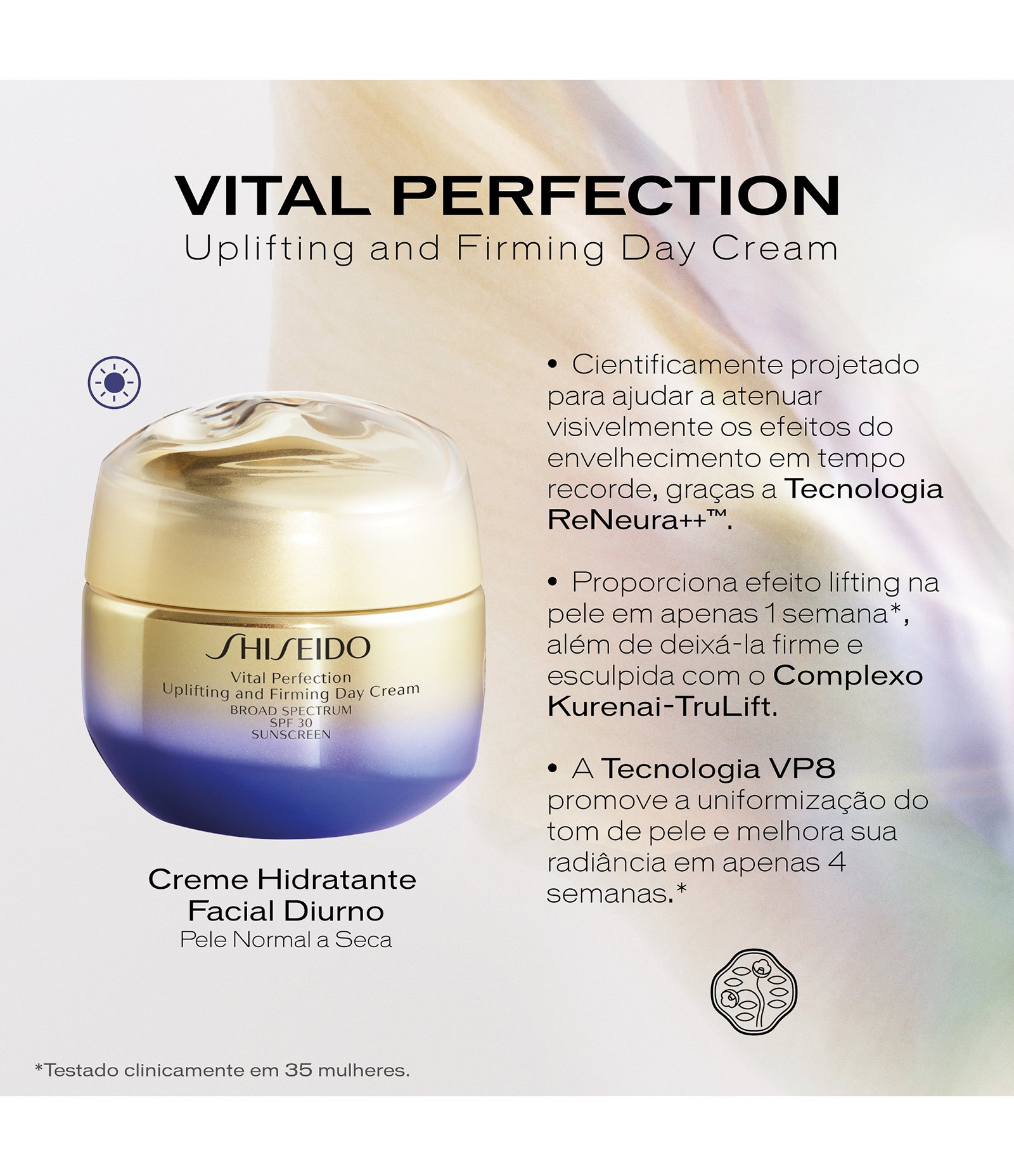 Creme Hidratante Facial Diurno Anti Idade Vital Perfection FPS30 Shiseido 50ml 4