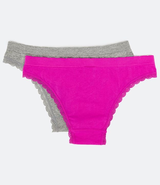 Kit 02 Bombachas Bikini en Microfibra con Encaje en las Sisas Multicolores 2