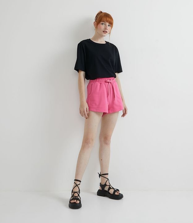 Short Runner Básico en Algodón con Cintura Elástica y Ajuste Rosado 3