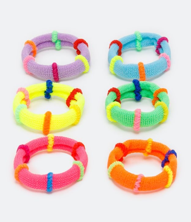 Kit 6 Gomitas para el Pelo en Elástico con Rayas de Colores Multicolores 1
