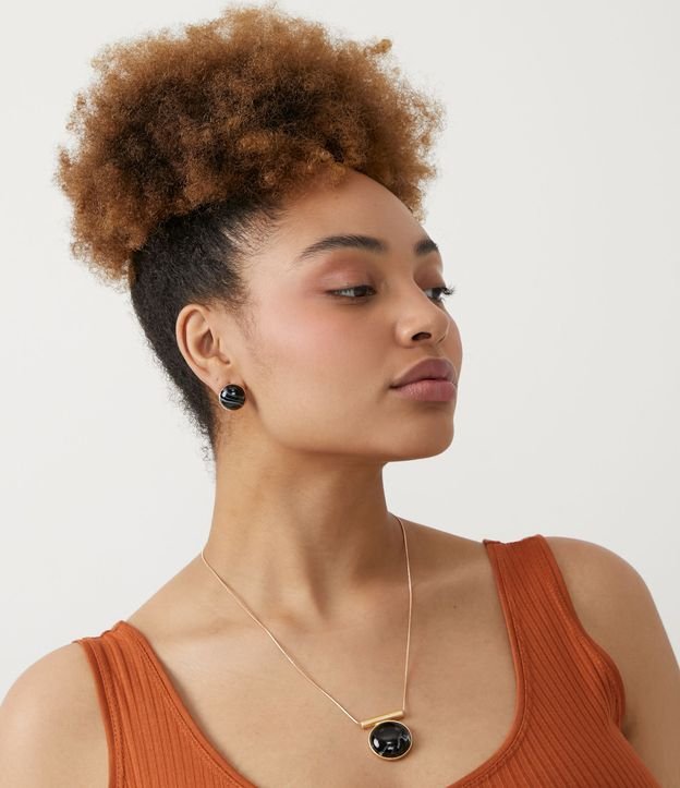 Conjuntos de Pendiente y Collar en Metal con Lunares de Resina Verde 4