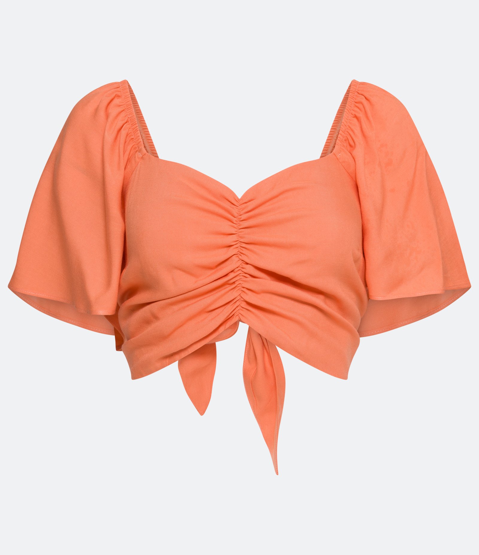 Blusa Cropped em Viscose com Puxadinho Frontal e Amarração nas Costas Laranja 5