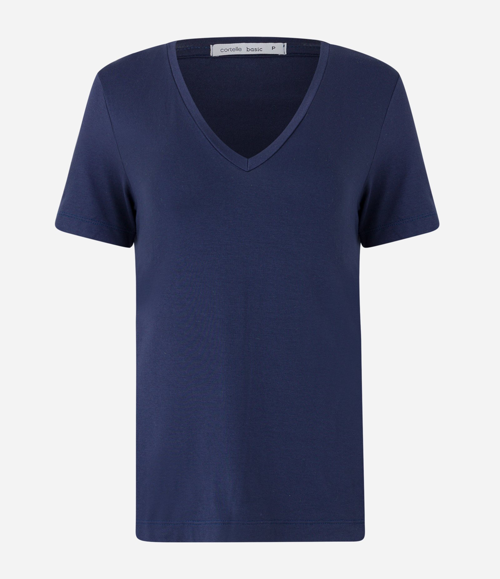 Blusa Básica em Viscose com Decote V Azul Marinho 5