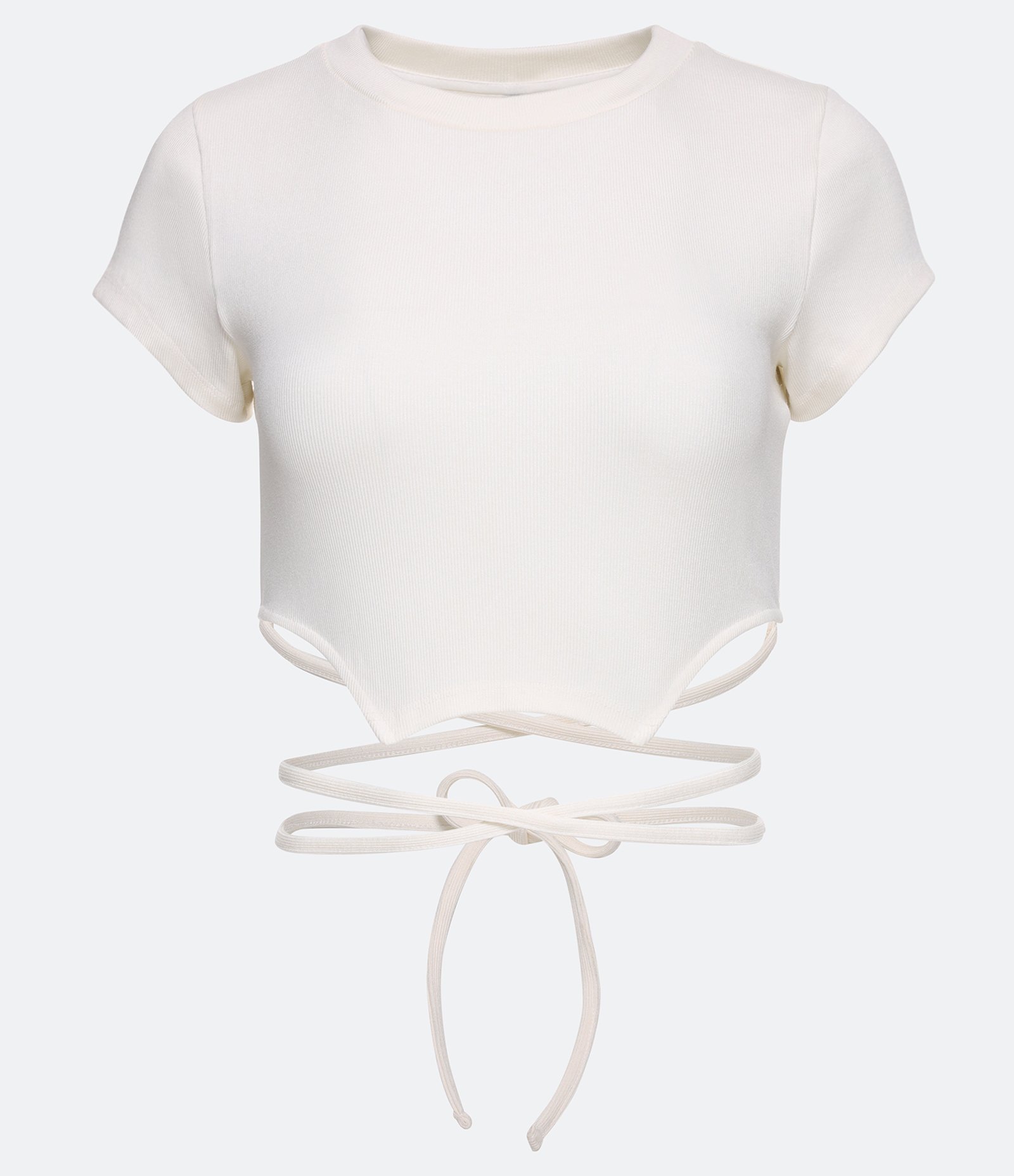 Blusa Cropped em Viscose Canelada com Amarração no Corpo 5